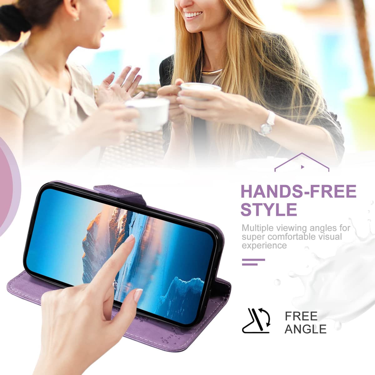 Funda para Samsung Galaxy A23 5G/4G / M13 4G / M23 5G, Funda Tapa Libro Movil de Cuero PU, Ranura para Tarjeta Plegable Billetera Carcasa para Samsung A23 / M13 4G / M23 5G (Lavanda) — view 5