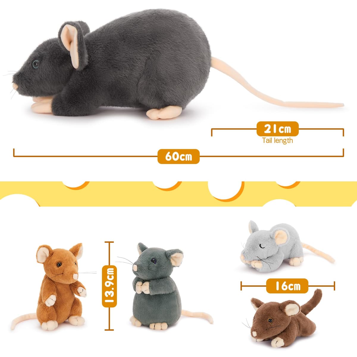 MorisMos Giant Teddy Mouse with 4 Cuddly Babies Inside, 40cm Soft Toy Kawaii Gift for Kids' Birthday or Christmas — view 2