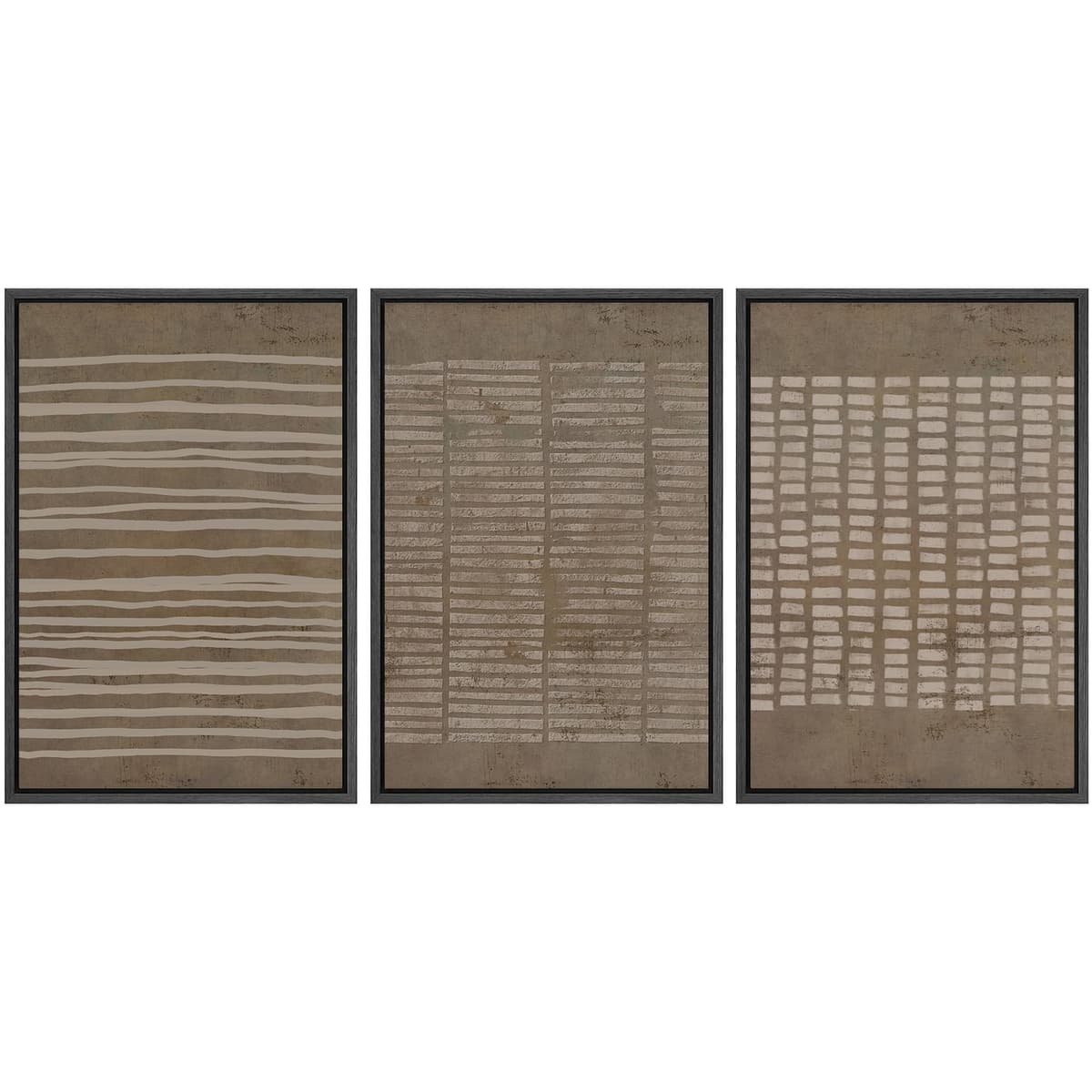 SIGNWIN Framed Canvas Print Wall Art Set Blue White Grunge Geometric Pattern Abstract Shapes Cozy Neutral Decorative Contemporary Minimal for Living Room, Bedroom, Office - 24"x36"x3 Natural — view 53