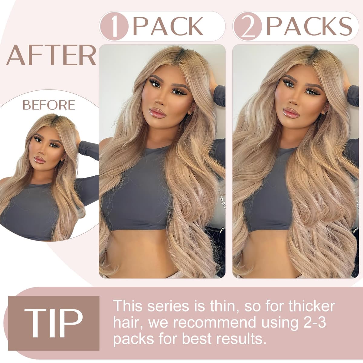 16 inches SEGO One Piece Hair Extensions Clip in Human Hair [#27 Dark Blonde] Real Remy Hairpieces for Women 3/4 Full Head Straight Invisible (45g) — view 3