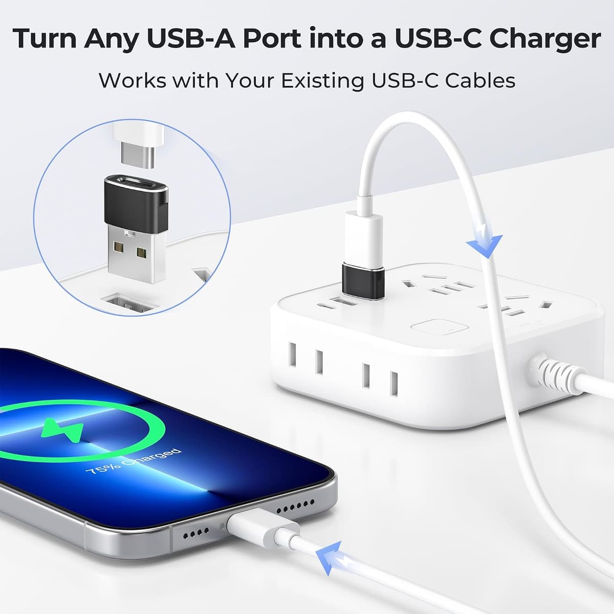 BASESAILOR USB to USB C Adapter,USBC Female to USB A Male Adapter,Type C Converter Charger for iPhone 17 17e Pro Max,16 15,Apple Watch iWatch S11 S10,AirPods,iPad Mini Air,Samsung Galaxy S26 S25,3Pack