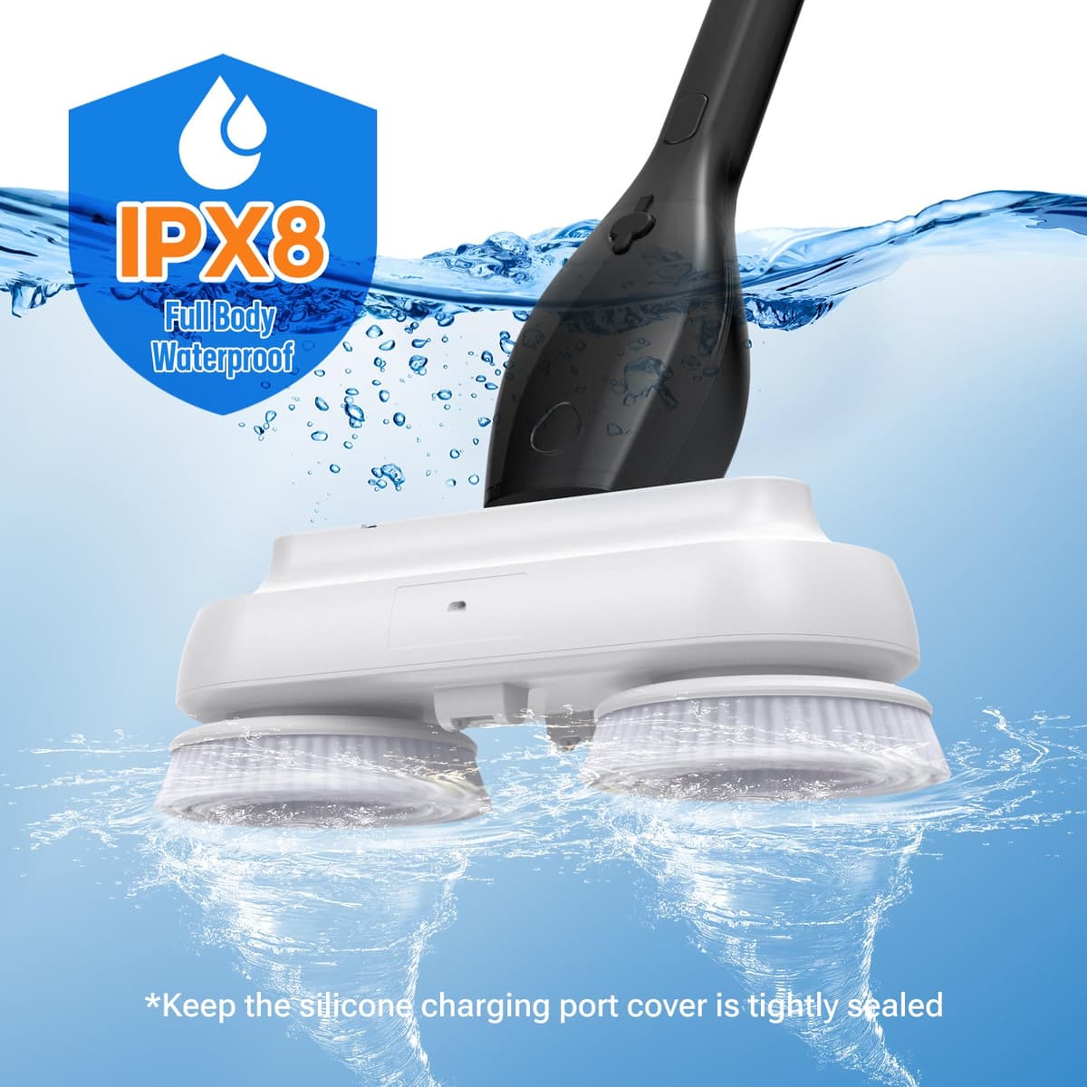 LifeBasis Fregona y Fregadora Eléctrica 2en1 con Pulverizador Impermeable IPX8,Tanque de Agua de 800ML,Fregadora Eléctrica y Mango Extensible Ajustable para Pisos de Mármol,Laminado,Madera y Baldosas — view 5