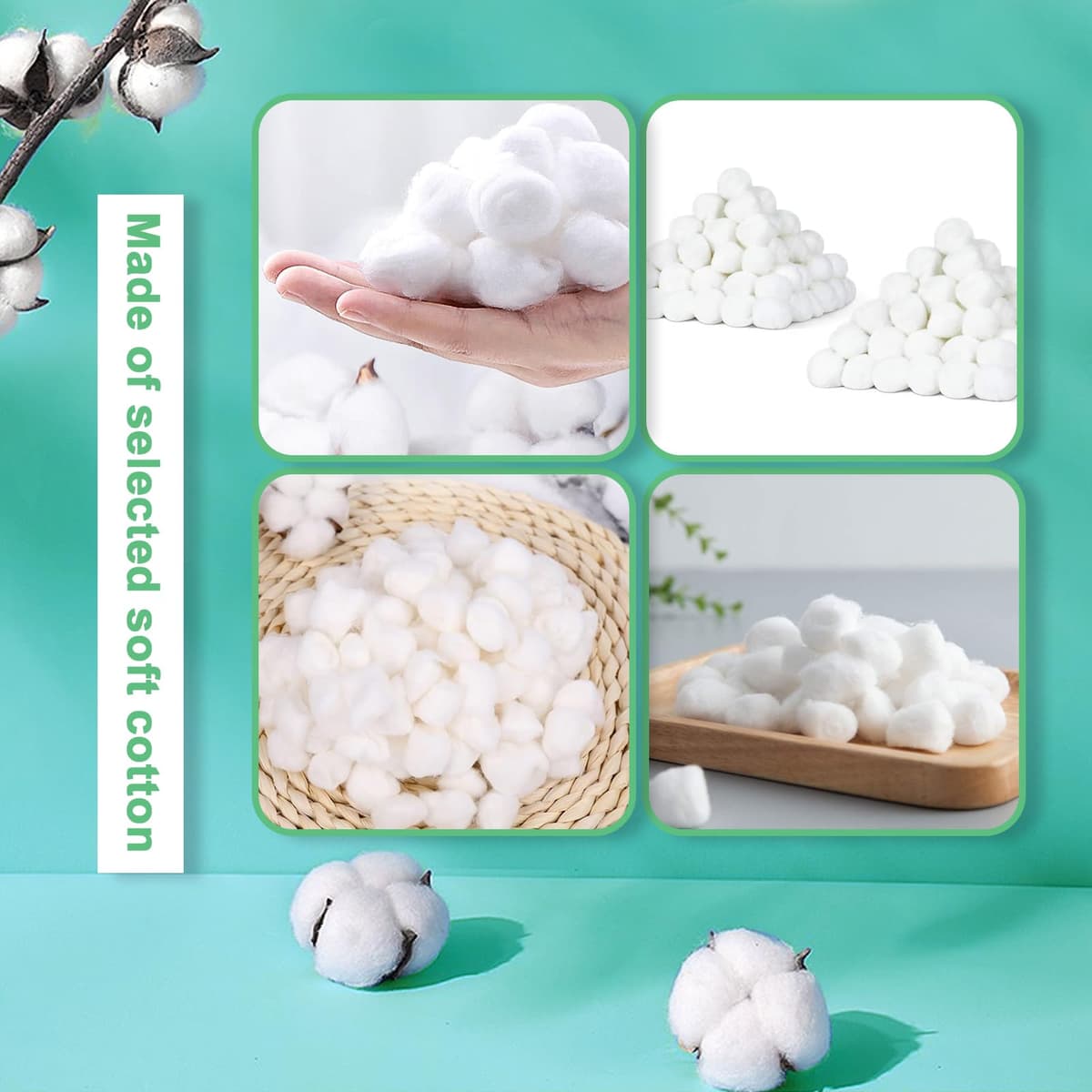 400 Pieces White Soft Natural Cotton Balls for Beauty, Personal Care, Cleaning Solvents and DIY Projects — view 6
