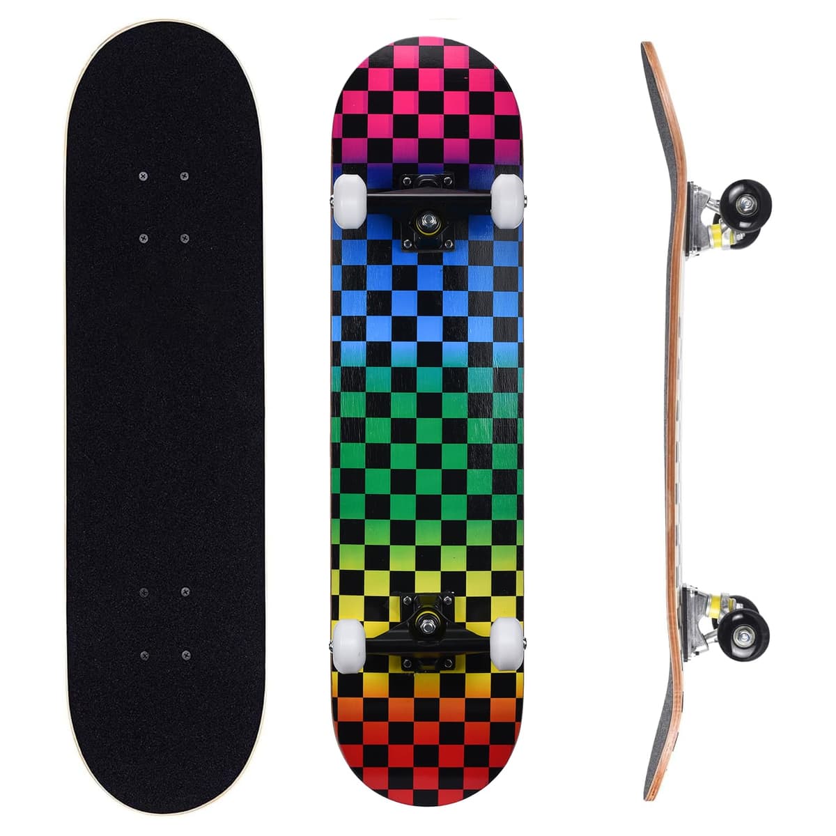 ERNAN Skateboard,Monopatín Completo Profesional de 31 x 8 Pulgadas,7 Capas Monopatín de Madera de Arce con Rodamiento ABEC-7 para Niño Niña/Adulto Principiante.
