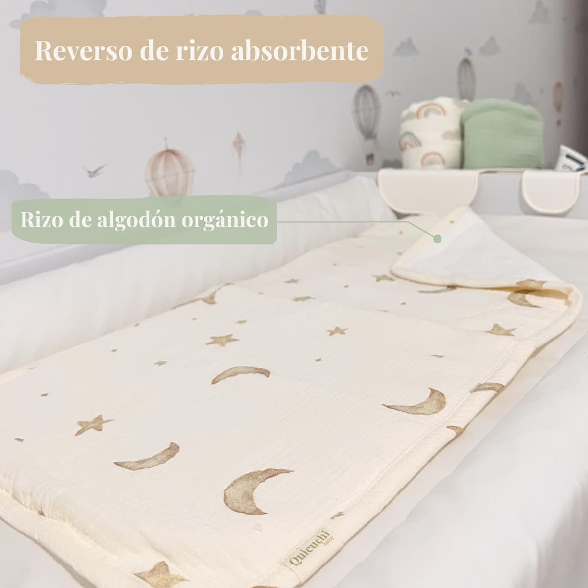 Pack de 3 Muselinas bebé algodón 100% orgánico Gots 60x30cm- Gasas de Muselina Suaves y Rizo Absorbente- Salvababas bebés Multiusos- Regalos para recién Nacidos niño y niña (Verde Salvia) — view 5