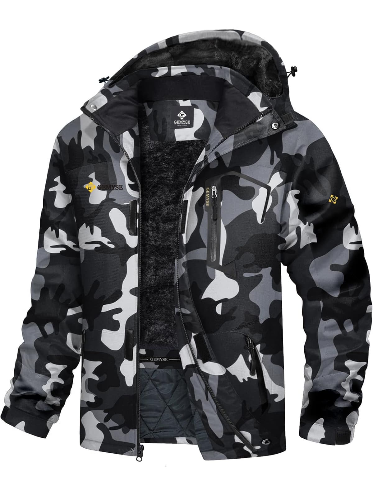 GEMYSE Chaqueta de Esquí Impermeable de Montaña para Hombre Abrigo de Invierno al Aire Libre de Lana a Prueba de Viento con Capucha — view 10