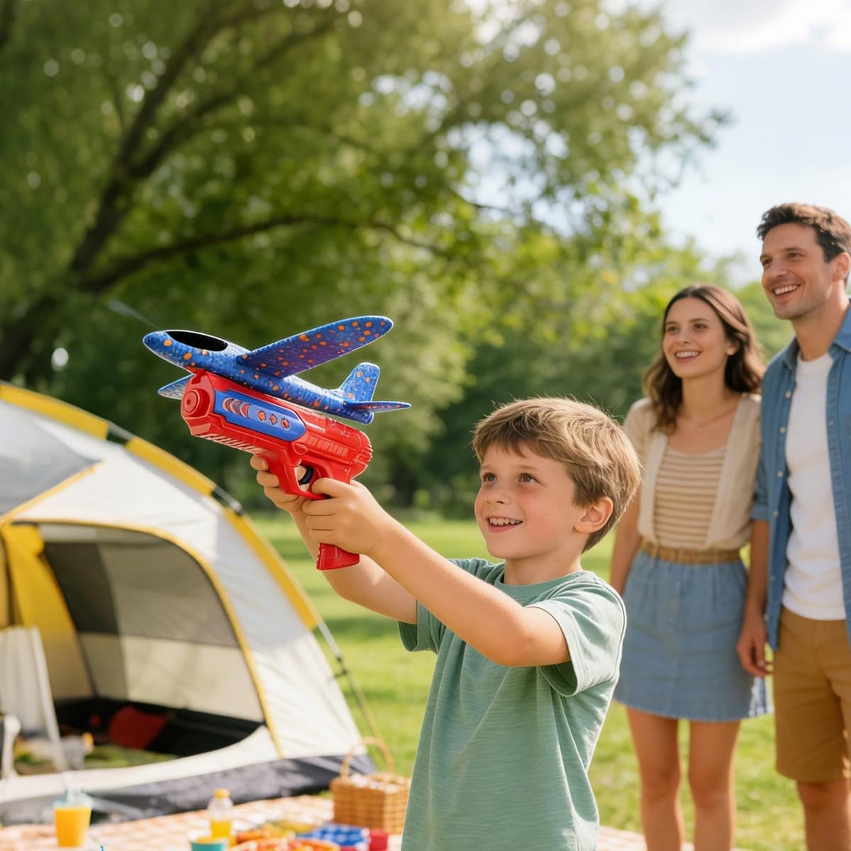 Genérico Avión Planeador: Juguete, Lanzador de Aviones de Espuma, avión catapulta con luz LED, Juego de Actividades al Aire Libre de Lanzamiento Manual fácil, Modelo de Vuelo, Equipo de Juego i — view 2