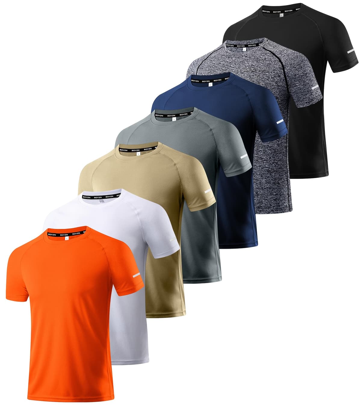 Boyzn 1, 3, 5 or 7 Pack Men's Workout Running Shirts, Dry Fit Moisture Wicking T-Shirt, Gym Athletic Short Sleeve Tee Shirts — view 19