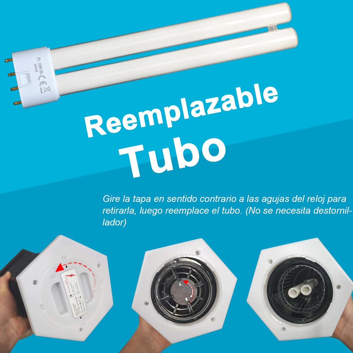Lámpara antimosquitos con iluminación LED, 4000V 18W UV Mata Mosquitos electrico, No tóxico e Inodoro, Resistente IPX4, Atrapa eficazmente Mosquitos, Moscas y Polilla — view 5