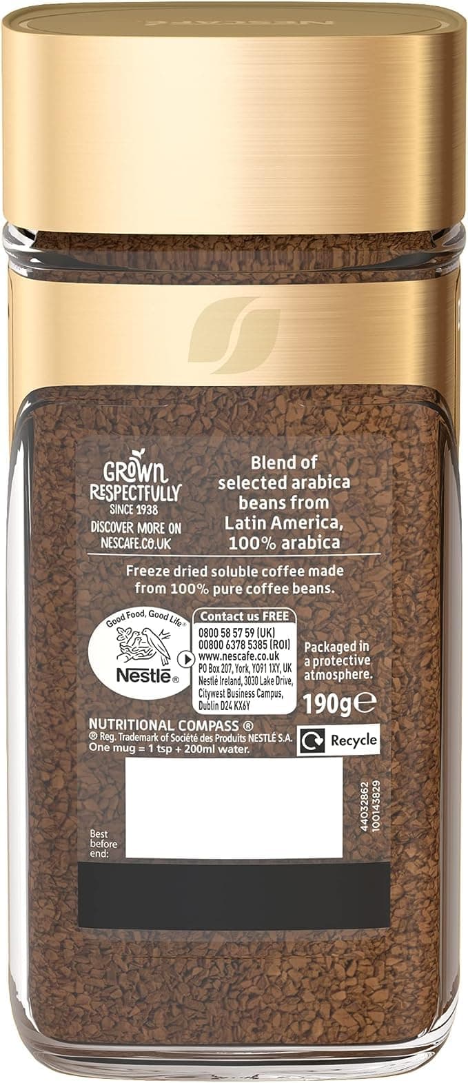 NESCAFÉ Alta Rica Gold Blend Instant Coffee, Dark Roasted Premium Instant 100 Percent Arabica Coffee, 190g (Pack of 1) — view 2