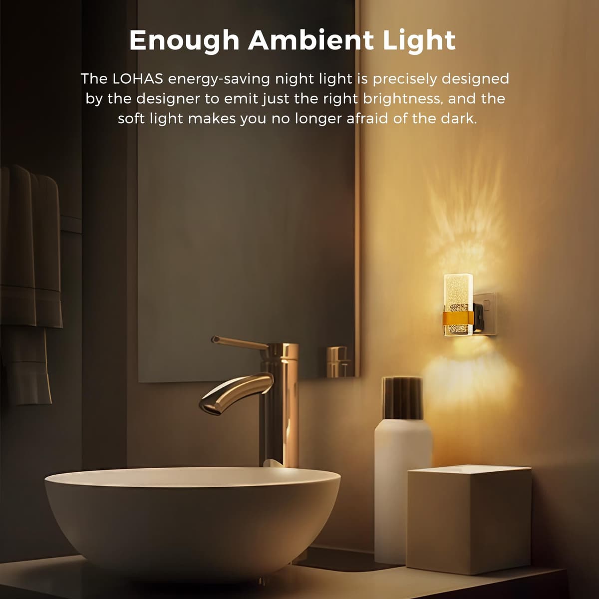 LOHAS-LED Night Light Plug in Wall, Night Light with Dusk-to-Dawn Sensor, 0-100LM Dimmable, Warm White 3000K, Modern Nightlight Plug in Wall for Hallway, Bathroom, Stairway — view 5