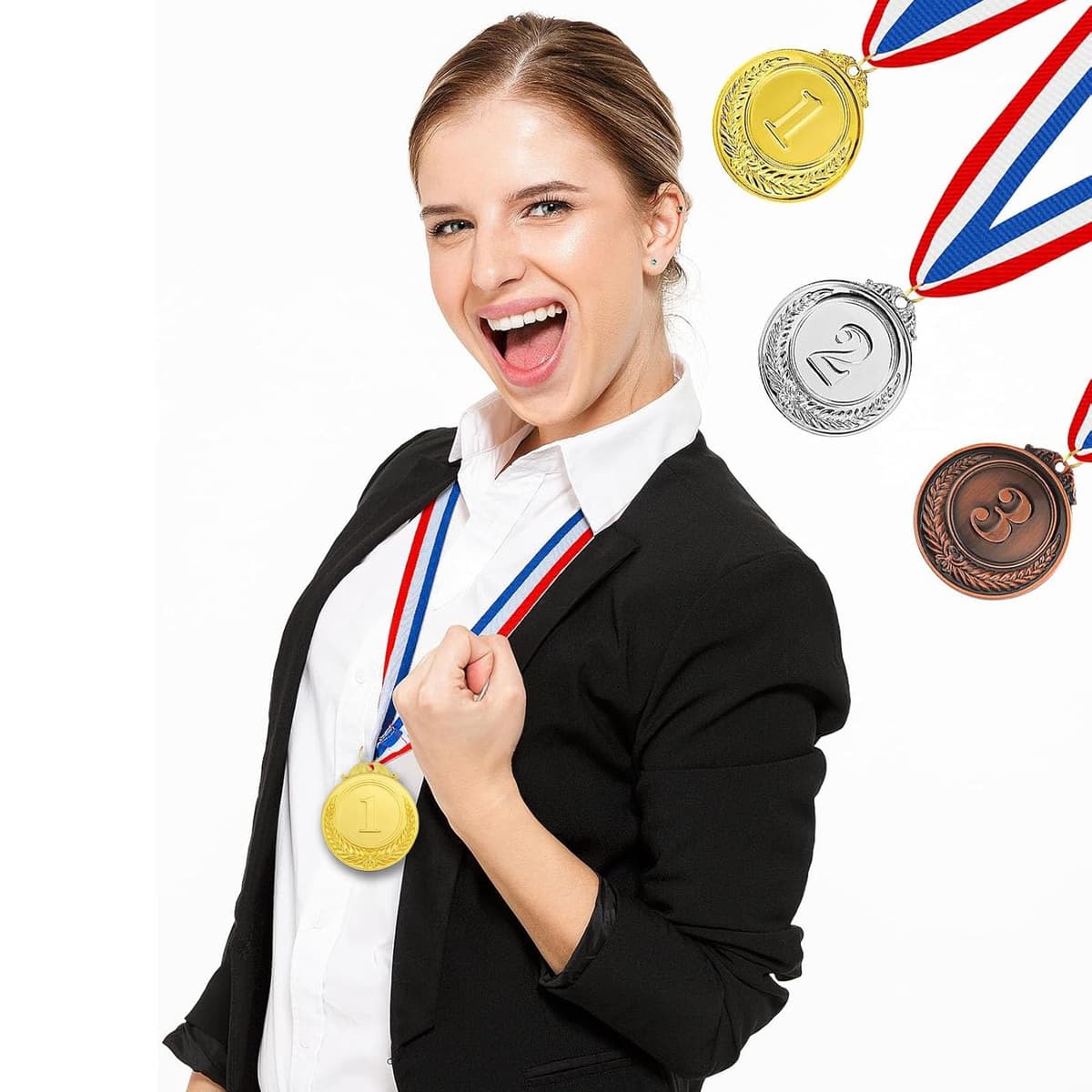 9 Piezas Ganador Medallas de Metal, Medallas de Oro Medallas de Plata Medallas de Bronce con Cintas para Niños Fiestas Decoraciones y Premios Deportivos Día del Deporte Escolar 5.0cm — view 5