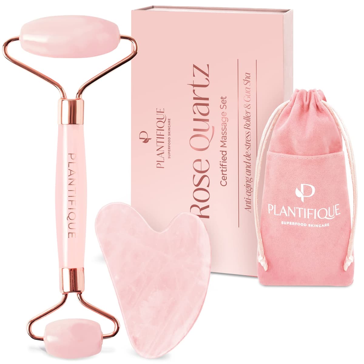 PLANTIFIQUE Gua Sha y Rodillo Facial de Jade - Masajeador Facial Antiarrugas para Tonificar la Piel - Face Roller - Rodillo Masaje y Guasha de Piedra Jade Auténtico — view 10
