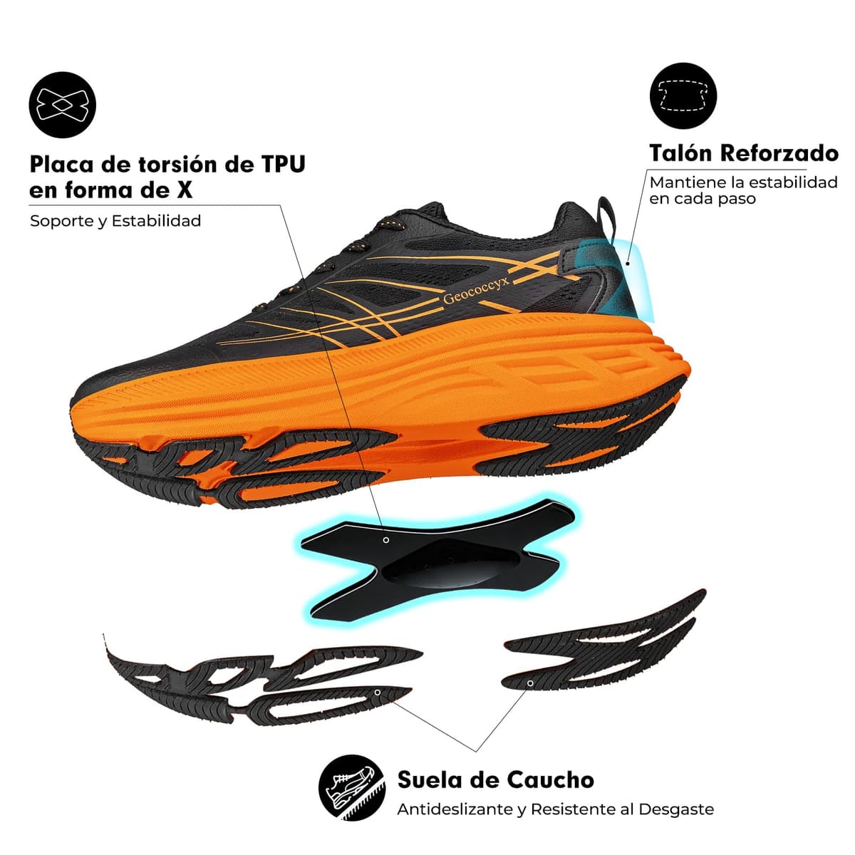 Geococcyx Zapatillas Running Hombre Puntera Ancha Zapatos de Deportivas Transpirables para Correr 39-46 EU — view 5