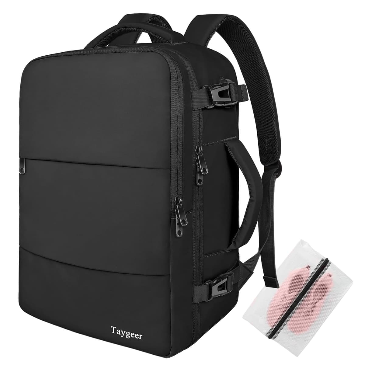 Taygeer for New Ryanair Cabin Bags 40x30x20 Underseat, Travel Backpack Cabin Size, Rucksack for Plane Hand Luggage Backpack for Travelling, Ryan Air Cabin Bag 40x30x20 with Separate Shoe Pouch, Black — view 13