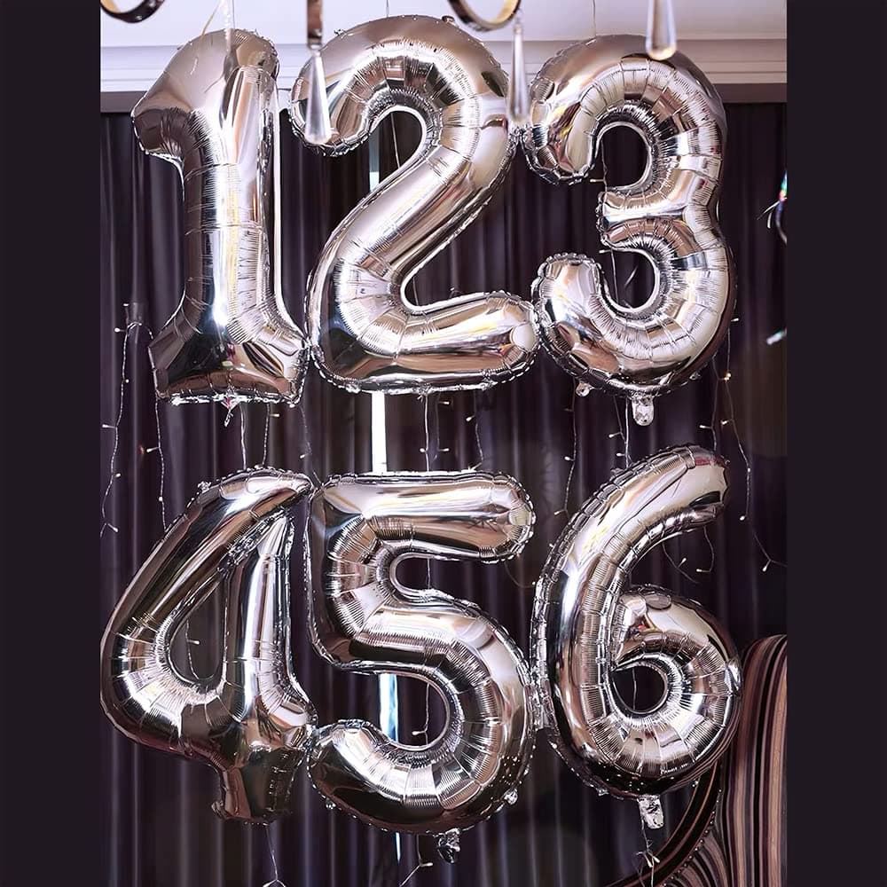 Foil Globo Número 5 Azul 40" (101cm), Inflable Helio o aire, Gigante Numeros 0-9, 10-19, 20-29, 30-100, Grande Globos Decoración para La Boda Aniversario y Cumpleaños Fiestas — view 110