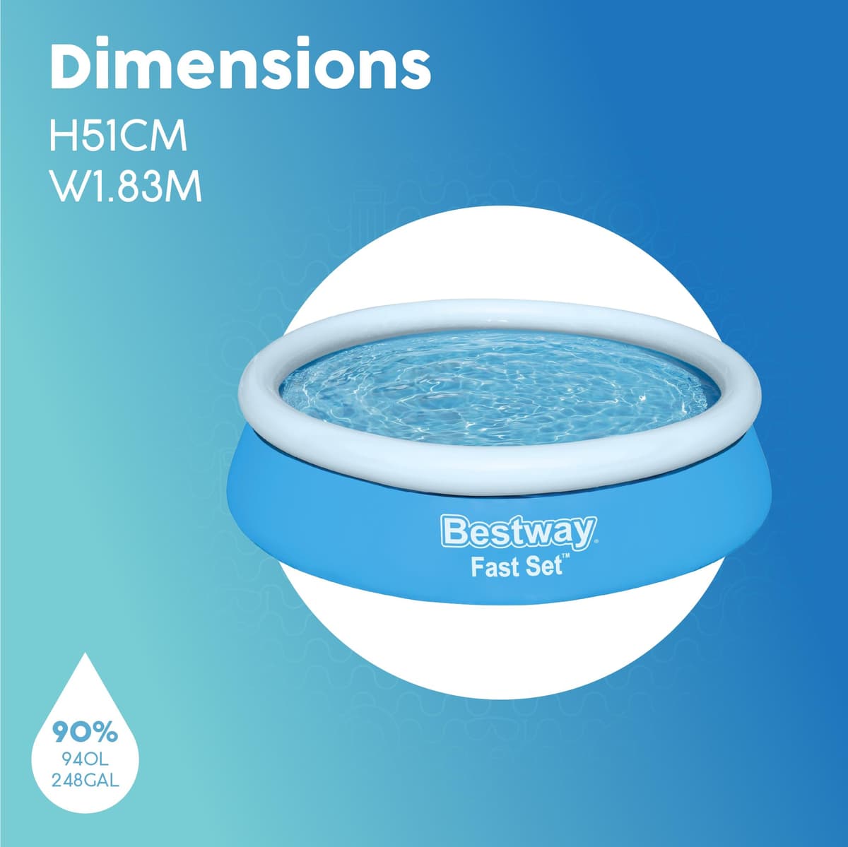 Bestway 6ft x 20in Blue Round Fast Set Inflatable Above Ground Pool — view 5