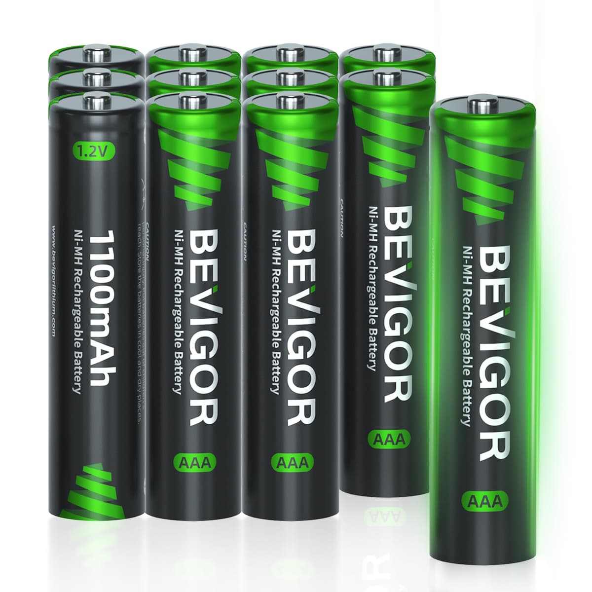 BEVIGOR AAA Rechargeable Batteries 8 Pack - 1100mAh 1500 Cycles High Capacity NiMH Rechargeable Battery AAA, 1.2V Low Self Discharge — view 8
