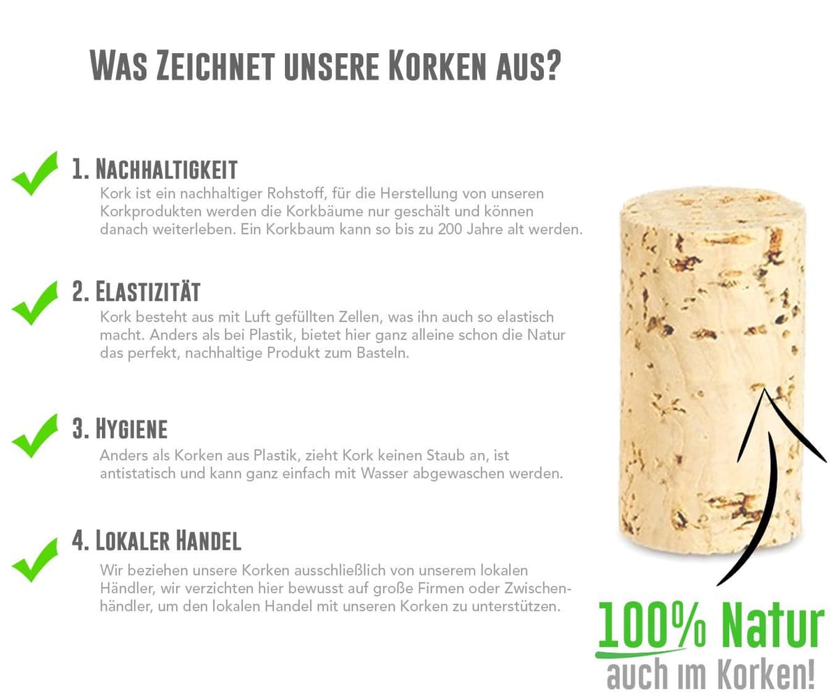 ELES VIDA 500 Nuevos tapones artesanales - tapones de corcho de botella como corchos de vino para decorar, embellecer, manualidades - tapones de corcho natural como accesorios de artesanía para niños — view 4