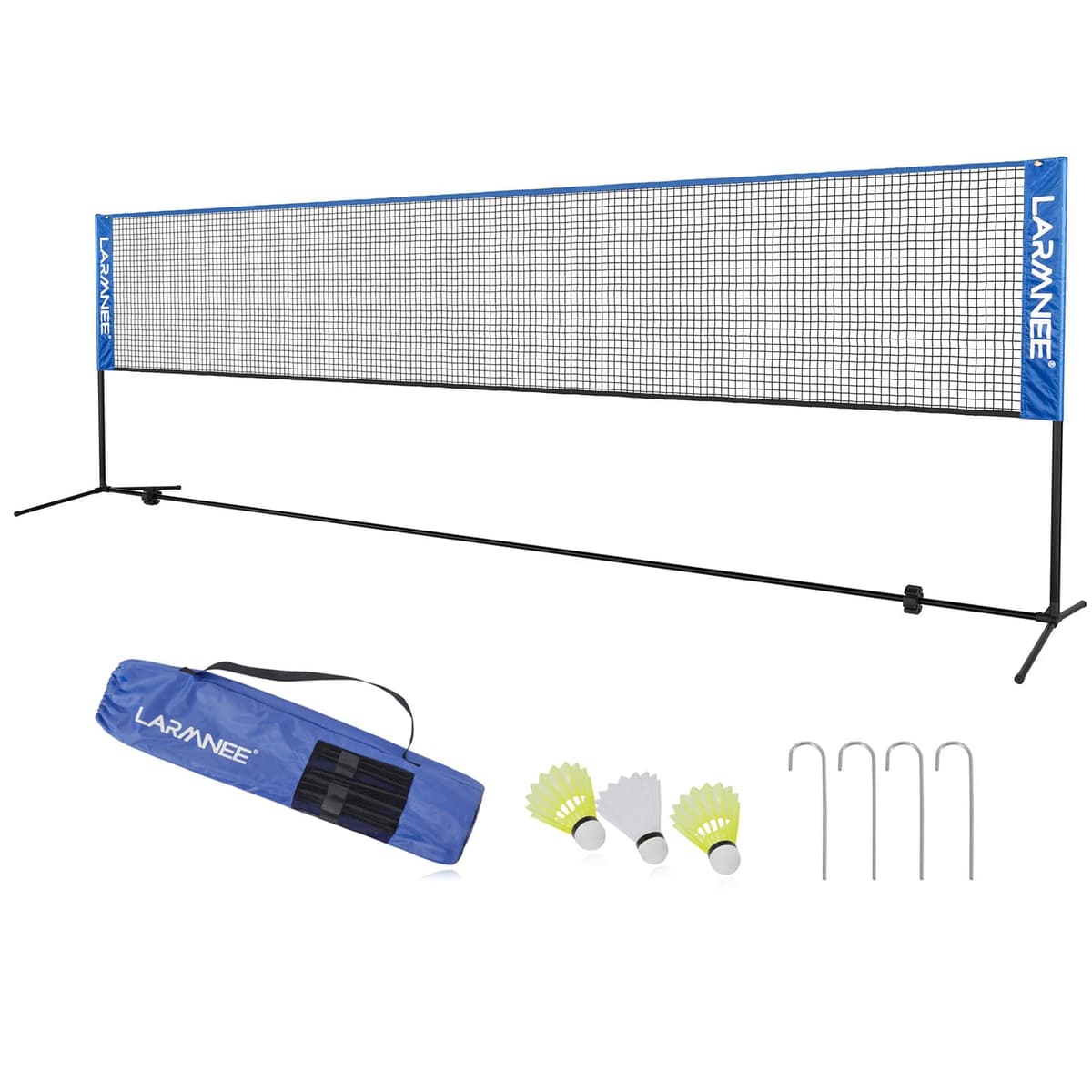 LARMNEE Red de Bádminton, Red de Tenis, Red Deportiva Portátil, Red de Bádminton Plegable, Ajustable en Tres Niveles, Juego de Rede de Entrenamiento para Exteriores Que Incluye Red
