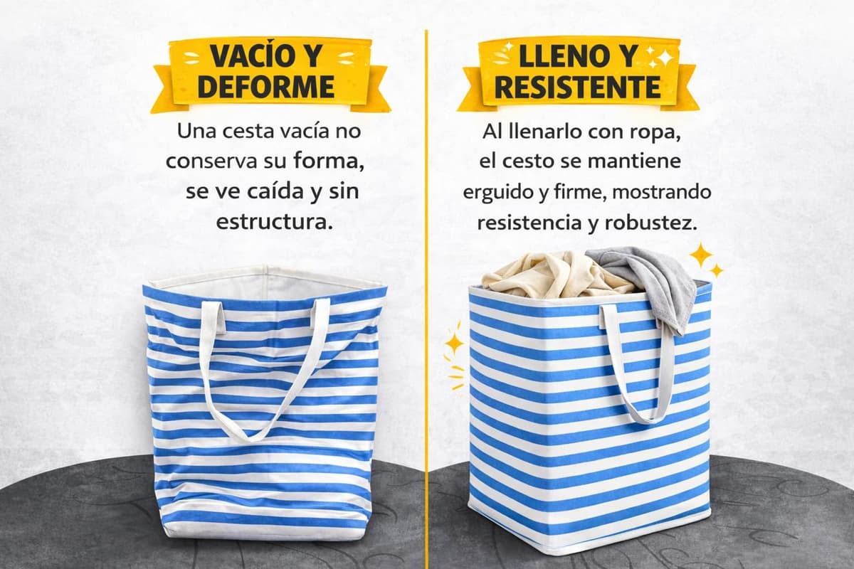 Cesto Ropa Sucia 75L Plegable, Cesta Ropa Sucia Grande con Estructura Metálica y Asas Laterales, 60x30x40 cm, para Baño y Dormitorio — view 3