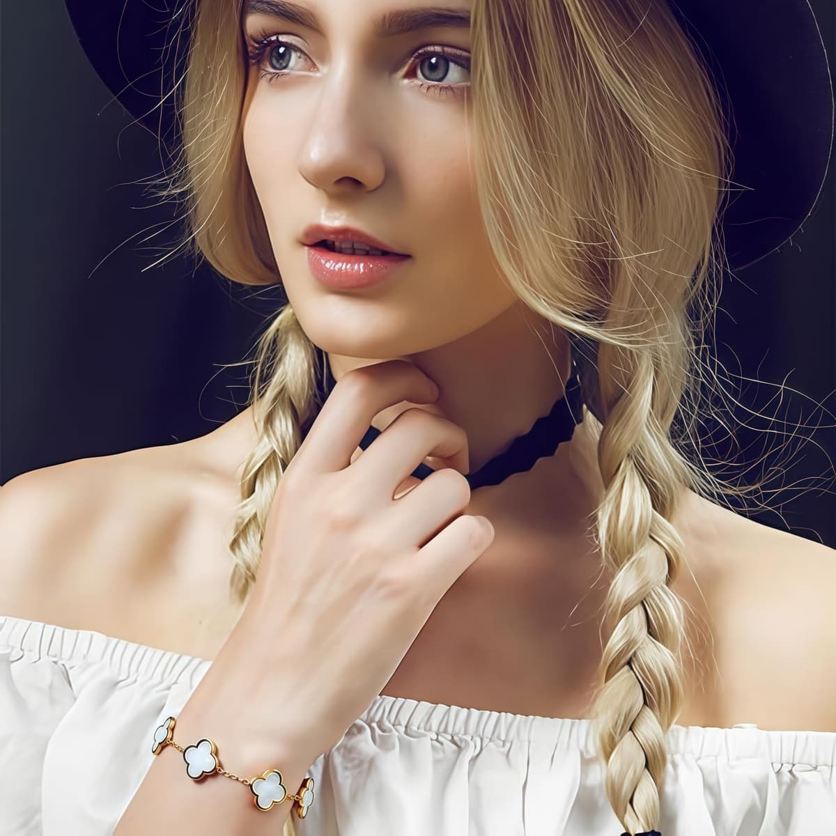 Regalos Originales para Mujer Pulsera Trébol 4 Hojas Acero Inoxidable Regalos Mujer Cumpleaños Dia de la Madre San Valentin Navidad regalo Amiga Madre Hermanas Novia — view 4