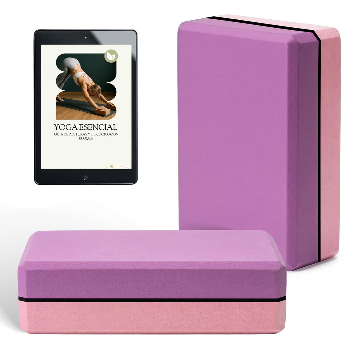 MOLIMILL Bloque Yoga 2 Unidades Espuma EVA + Ebook Ejercicios Yoga con Ladrillo | Ladrillo Yoga Ideal Para Pilates, Yoga, Fitness y Gimnasio