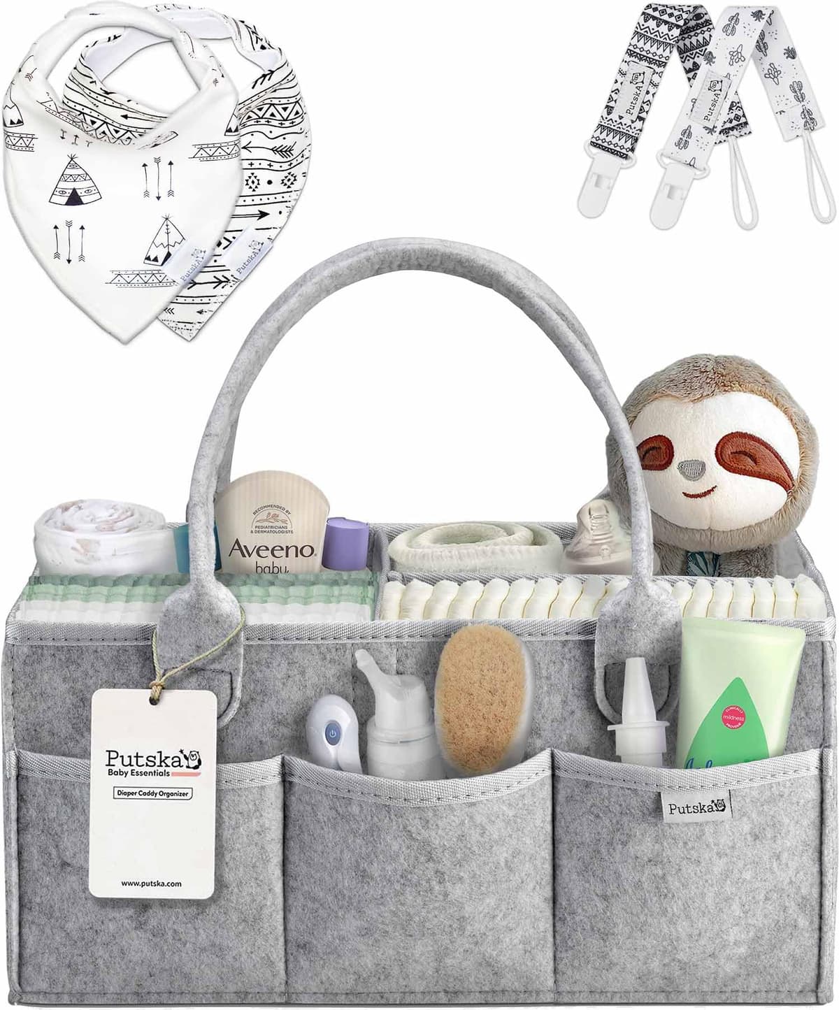 PUTSKA Nursery Storage Basket - Baby Nappy Caddy Organizer for Nappy Station, Newborn Essentials, Baby Shower Gifts and Registry Must-Haves for Boy or Girl — view 15