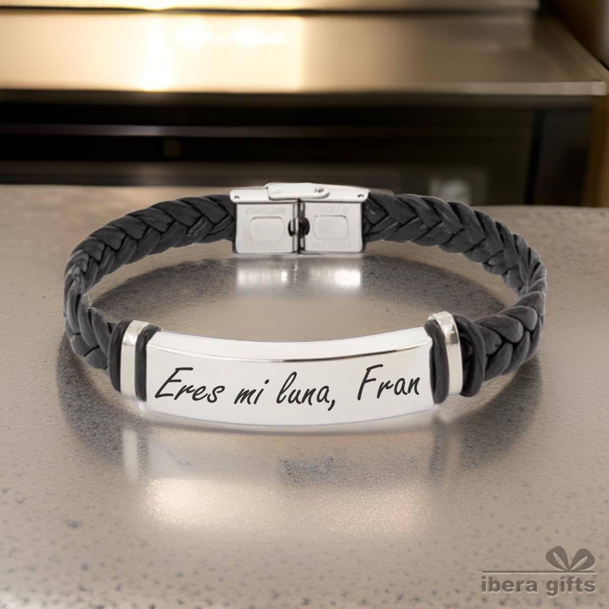 ibera gifts - Pulsera personalizada de acero inoxidable - Regalo Grabado para Hombre Mujer Parejas Amigos - Acabado profesional — view 5
