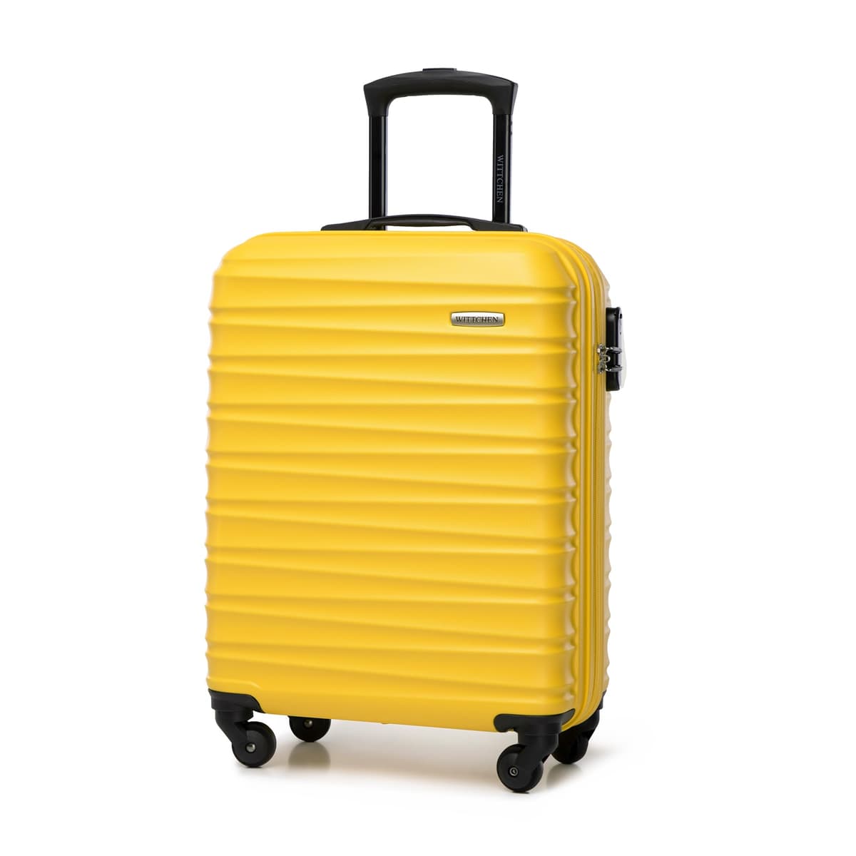 WITTCHEN Maleta Grande Trolley ABS rígido para facturación con 4 Ruedas giratorias Cerradura de combinación asa telescópica Groove Line Negro Ryanair/Vueling/Iberia/easyJet/Iberia Express — view 56