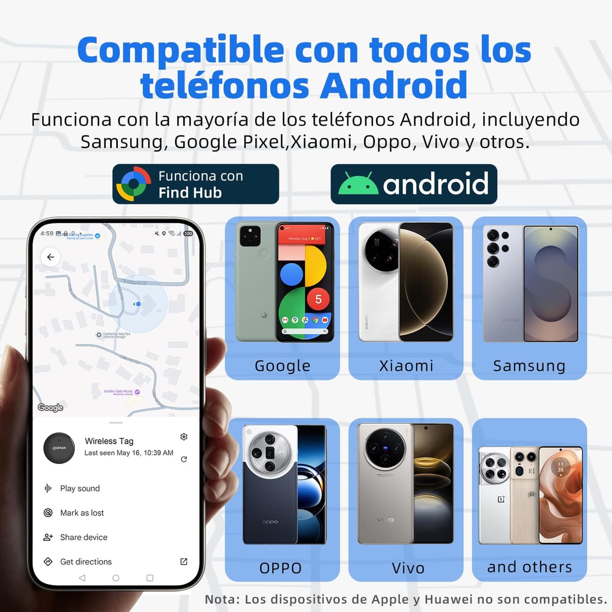 Android Smart Tracker Tag,Google Localizador Funciona con Find Hub App (SÓLO Android),Bluetooth Key Finder para Llaves,Bolsas,Equipaje,Mascotas y Mochila,Impermeable IP67，Batería Reemplazable,4 Negro — view 2