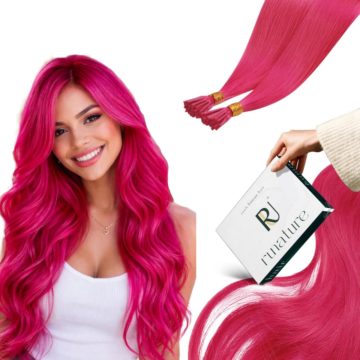 RUNATURE 18 Inch Nano Beads Hair Extensions Real Human Hair Ice Blonde Nano Hair Extensions Real Human Hair White Blonde Invisible Nano Rings Straight Remy Hair 50g 50s #800 — view 39