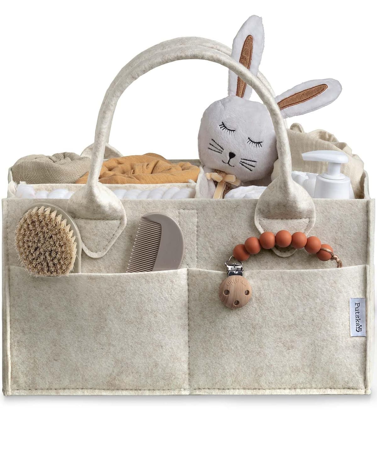 PUTSKA Nursery Storage Basket - Baby Nappy Caddy Organizer for Nappy Station, Newborn Essentials, Baby Shower Gifts and Registry Must-Haves for Boy or Girl — view 11
