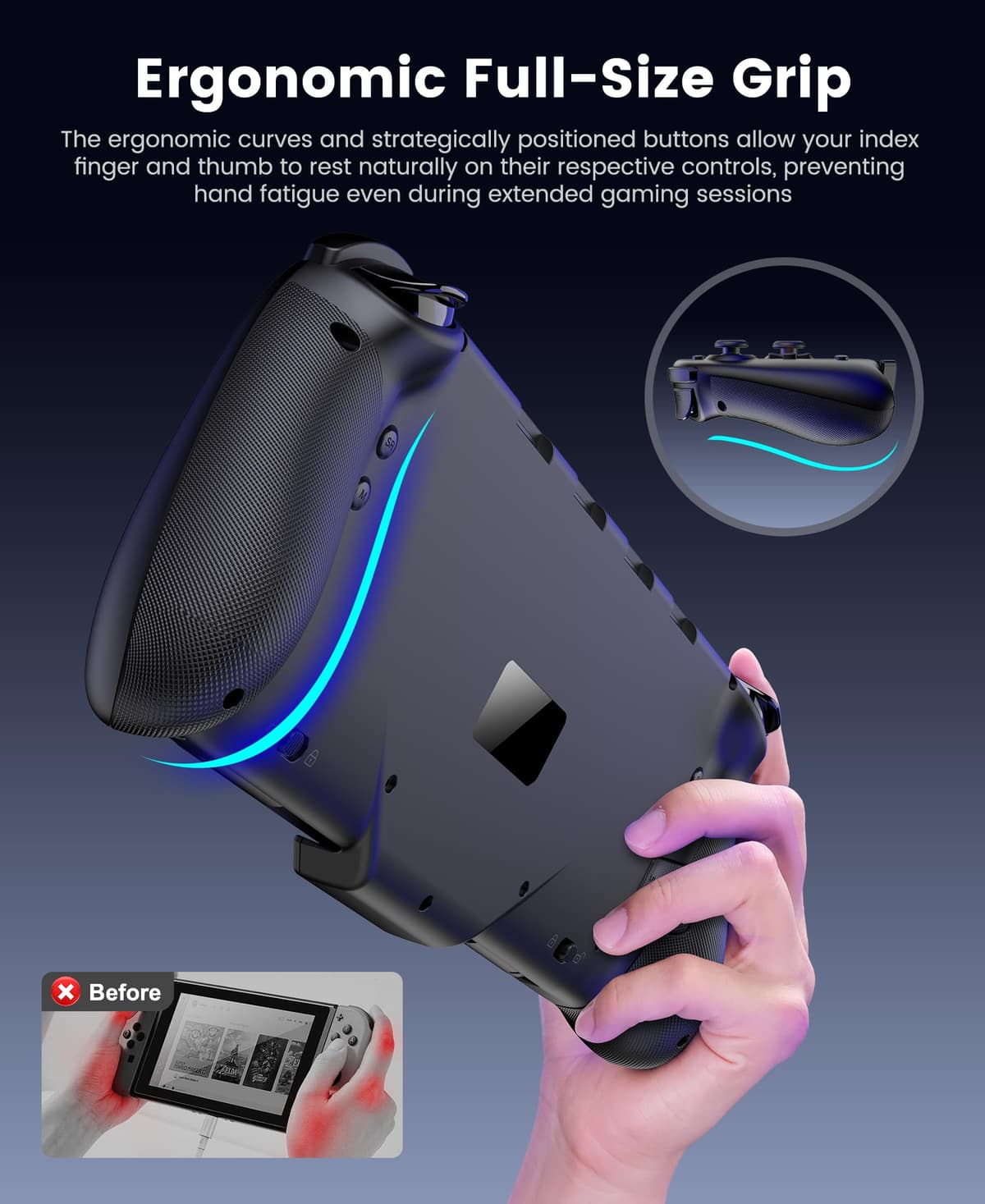 Mando inalámbrico Switch 2, mando pro con joystick de efecto Hall, mando de una pieza para Switch 2 Joy Con, mando de repuesto con RGB/4 ranuras para tarjetas/eje giroscópico/Turbo/Vibración dual — view 4