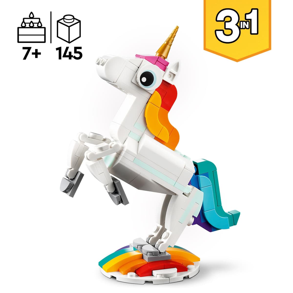 LEGO Creator 3 en 1 Unicornio Mágico de Juguete - Figura de Animal Transformable en Caballito de Mar o Pavo Real - Regalo Creativo para Niñas y Niños de 7+ Años 31140 — view 2