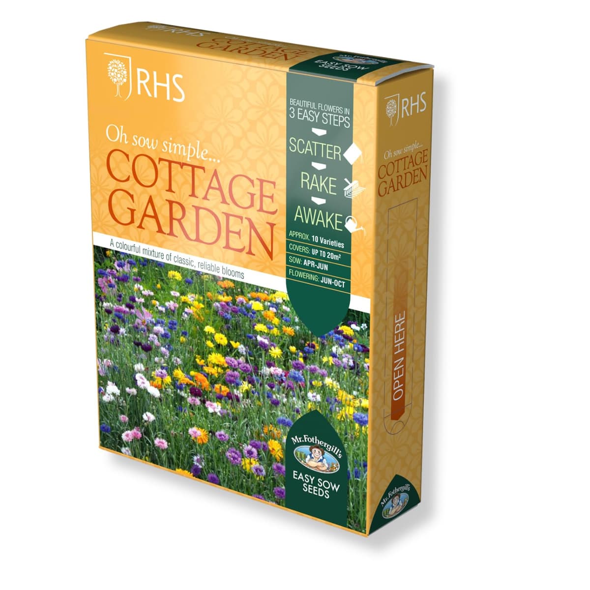 Mr Fothergill’s RHS Cottage Garden Seeds, Traditional Flower Seed Mix 20g, Summer Colour and Cut Flower Display, Borders Beds and Wildlife Gardens, Bee Friendly Cottage Style Blend