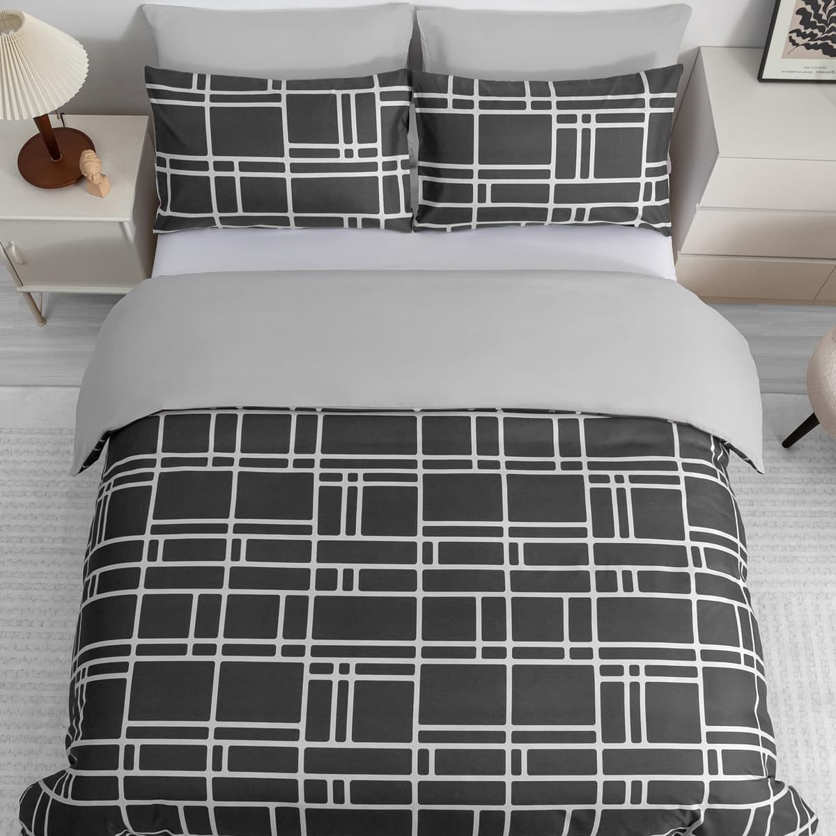 Pamposh 3 Pcs Single Duvet Cover Set with Matching Black Single Fitted Sheet 40 cm Extra Deep Pocket - UltraSoft Breathable Premium Microfibre Reversible Quilt Cover Bedding Set For All Seasons — view 37