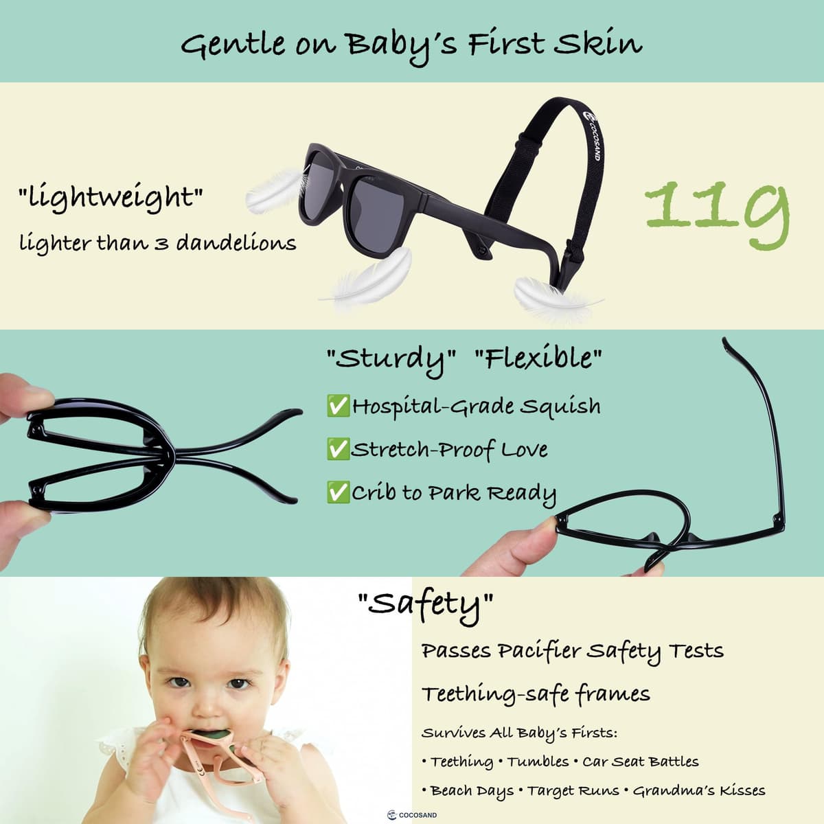 COCOSAND Baby Sunglasses with Strap Polarized Flexible Frame for Toddler Infant Girls Boys Age 0-24 Months — view 4