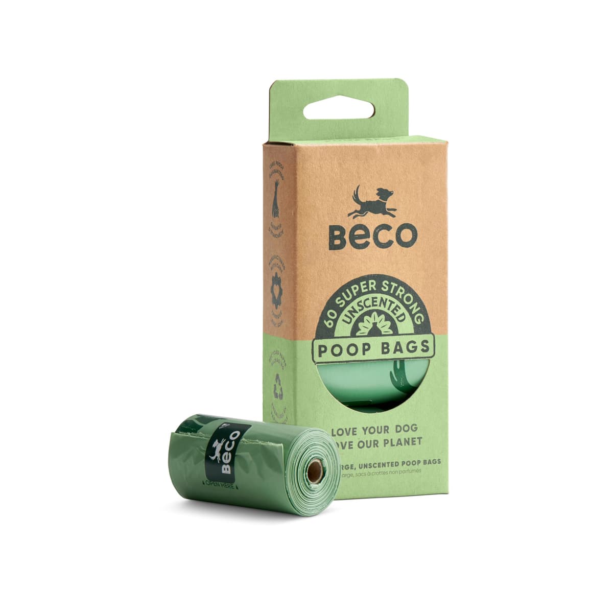 Beco Dog Poo Bags - Strong, Leakproof & Large - 94% Recycled Plastic, Extra Thick Dog Poop Bags, Heavy Duty - Unscented Refill Rolls, 270 Count — view 12