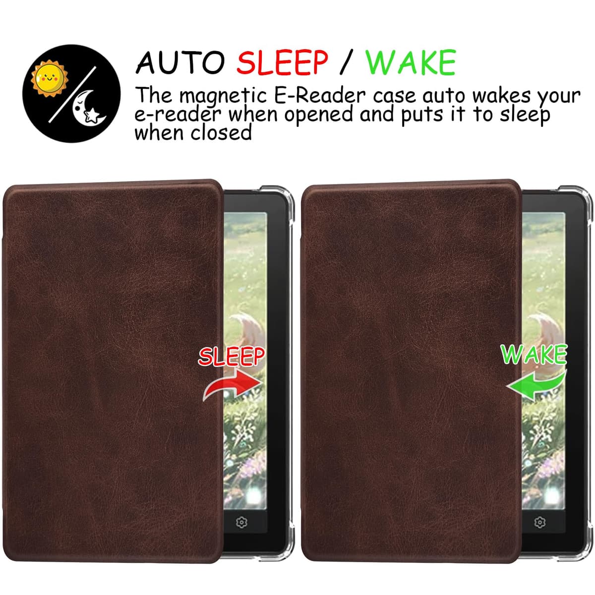 Transparent TPU Back Case for 6'' Bigme B6 Color/Bigme B6 Ultra-Thin Lightweight Enhanced Auto Sleep/Wake Cover with Thickened Corners, Magnetic Closure (Cowhide Brown) — view 4
