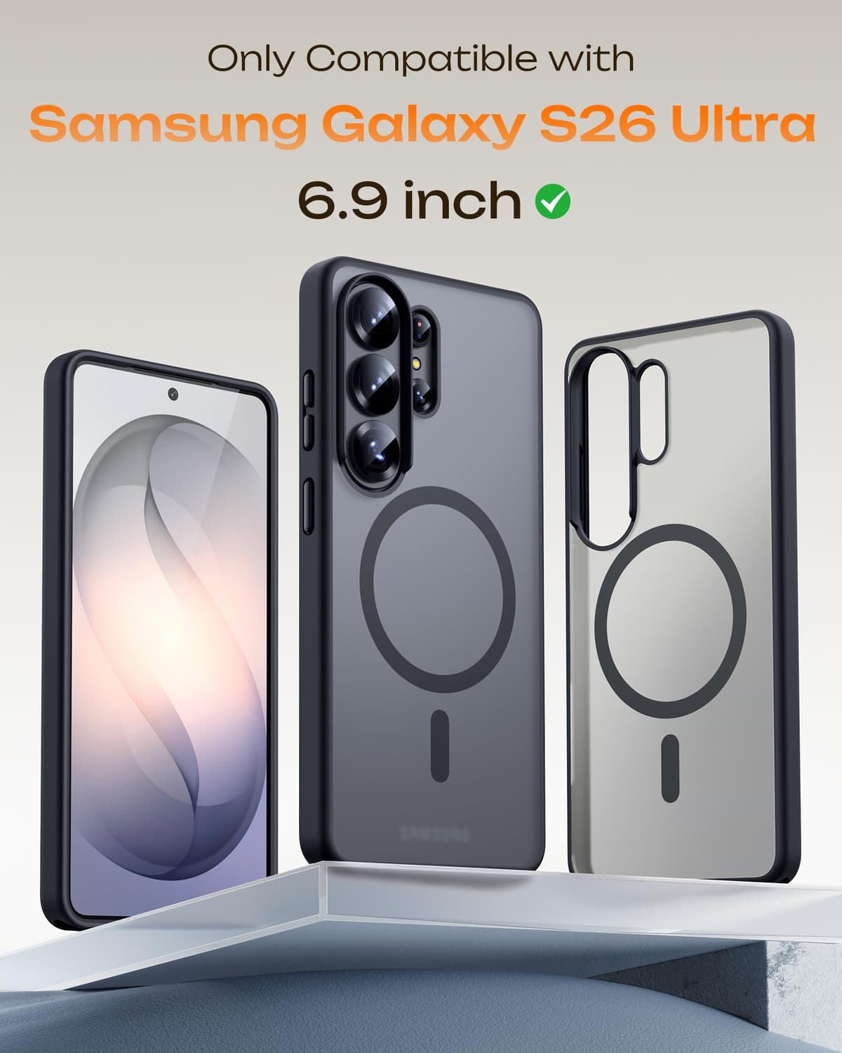 TOCOL Magnetic for Samsung Galaxy S26 Ultra Case, Fit for MagSafe, Drop Protection Slim Thin Translucent Matte Back for S26 Ultra Phone Case 6.9 inch, Black — view 2