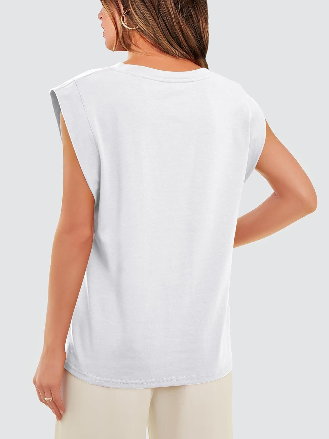 WIHOLL Cap Sleeve Tops for Women Summer Top Basic Tee Shirts Business Casual Tank Loose Fit 2026 Fashion A - White Small — view 4