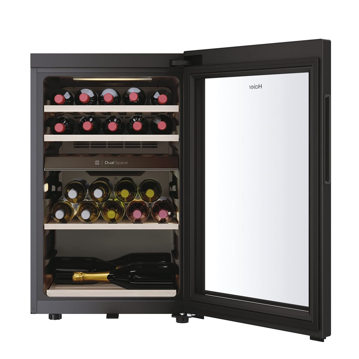 Haier HWS42GDAU1 Freestanding Wine Cooler, 1 door, 42 Bottles, 82cm Tall, Black [Energy Class G] — view 2