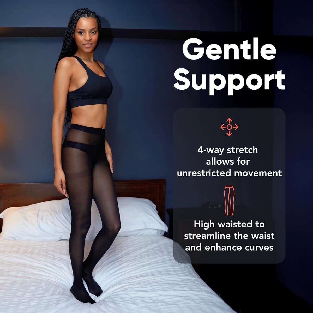 FM London 5-Pack Tights for Women - Comfortable Women's Tights with Stretch Fit Design - 40 Denier - Available in Black, Nude & Navy Colours - Soft and Durable Construction for All Occasions S Black — view 3