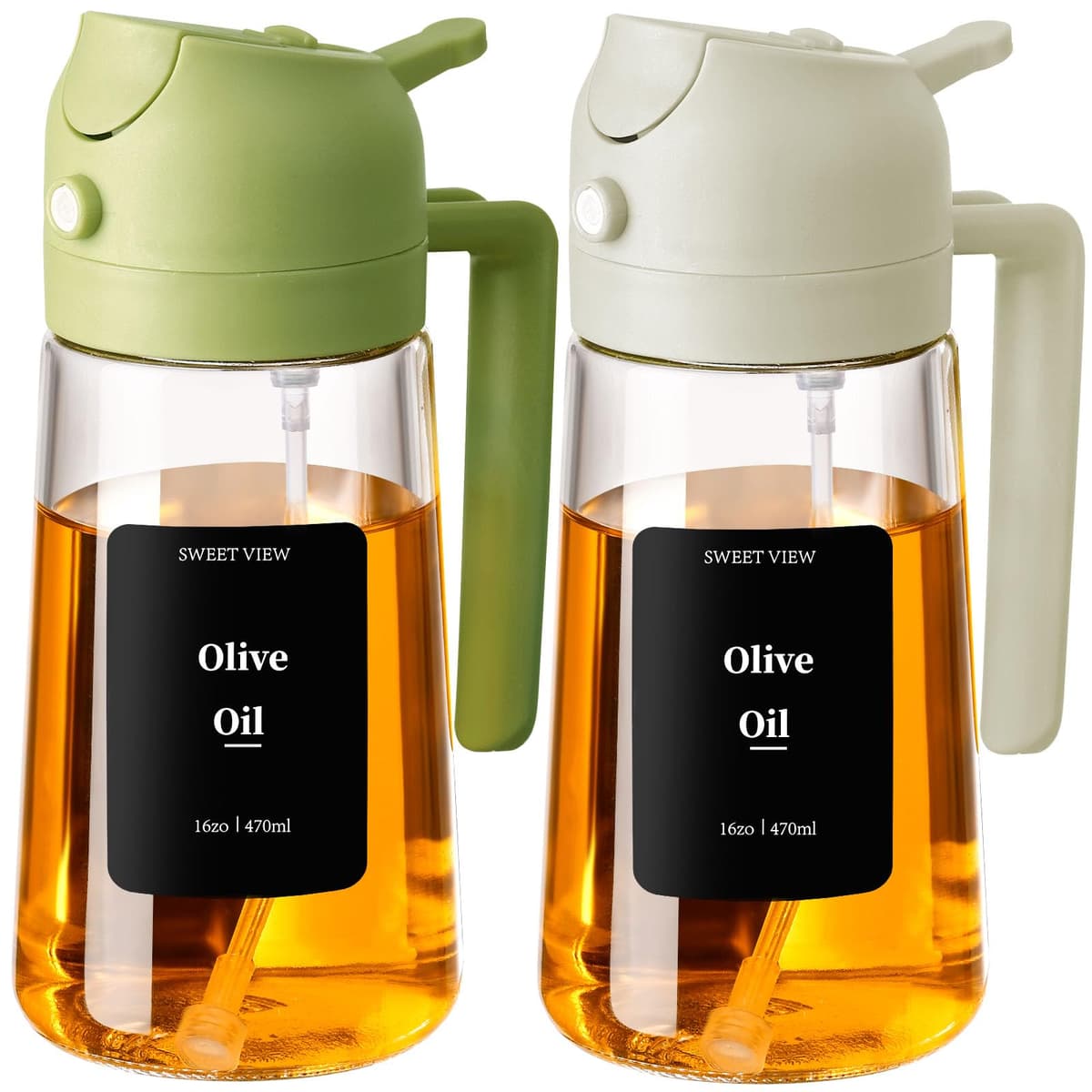 SWEET VIEW 470ml 2 en 1 Dispensador de Aceite y Pulverizador de Aceite, Vertedor Dispensador de Aceite de Oliva para, Cocina, Cocinar,Freidora de Aire,Ensalada, Barbacoa (Verde) — view 12