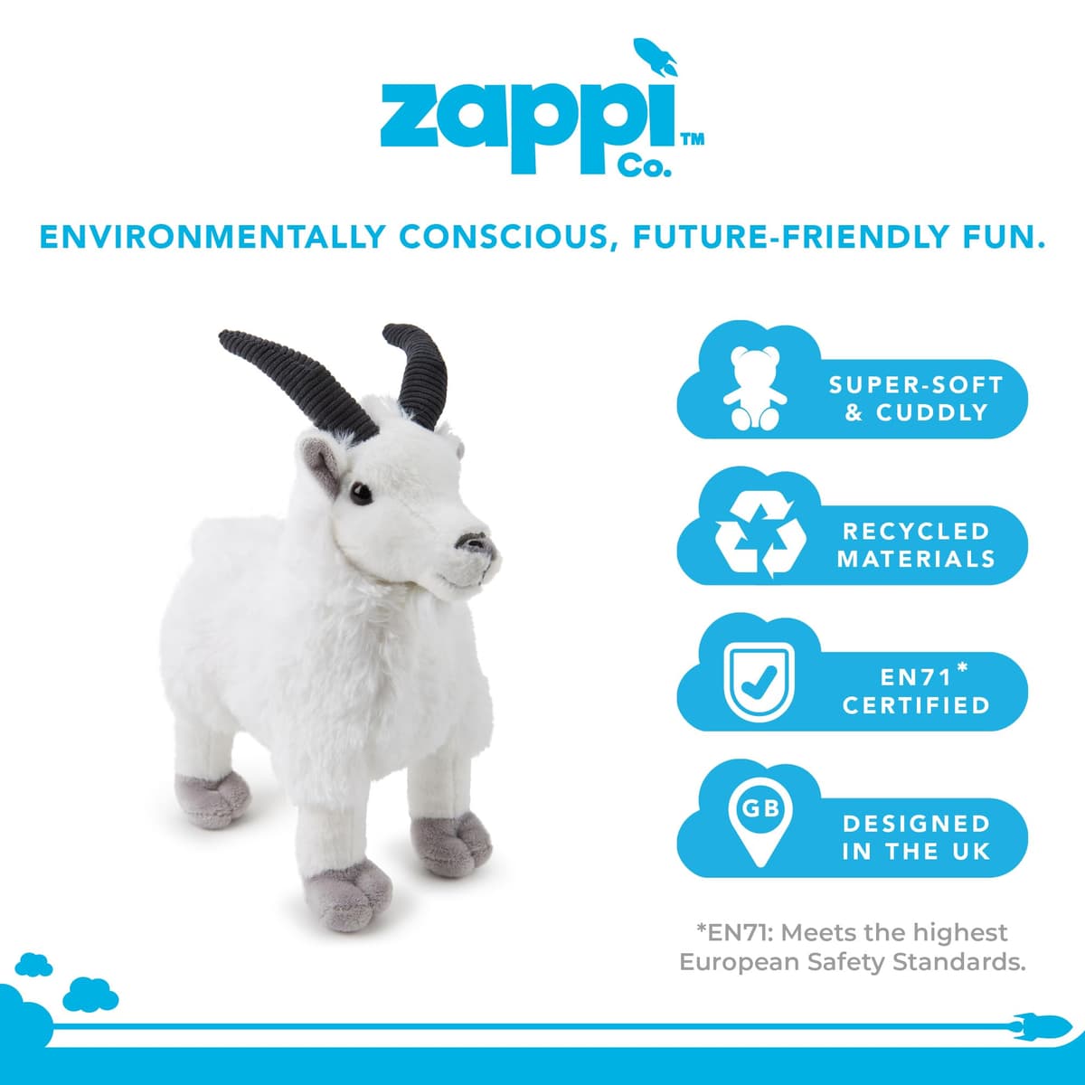 Zappi Co Goat Plush Toy (30cm) - Fun, Cuddly Farmyard Friend, Eco-Friendly, Perfect for Imaginative Play, 100% Recycled — view 4