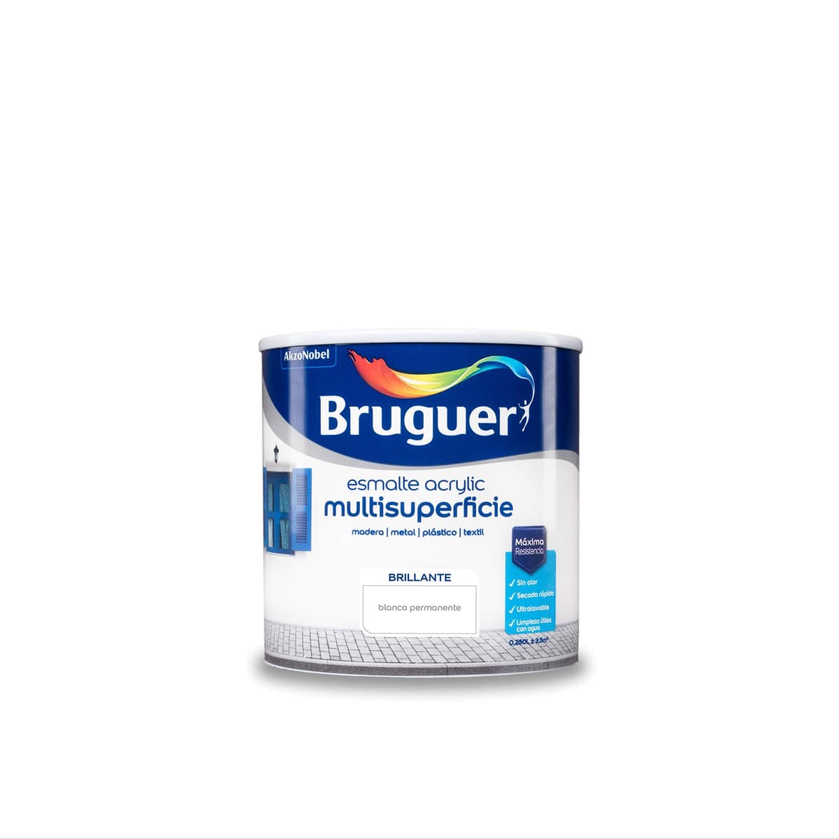 Bruguer Acrylic Multisuperficie Esmalte al agua Satinado - Pintura 750 mL, Blanco Permanente — view 96