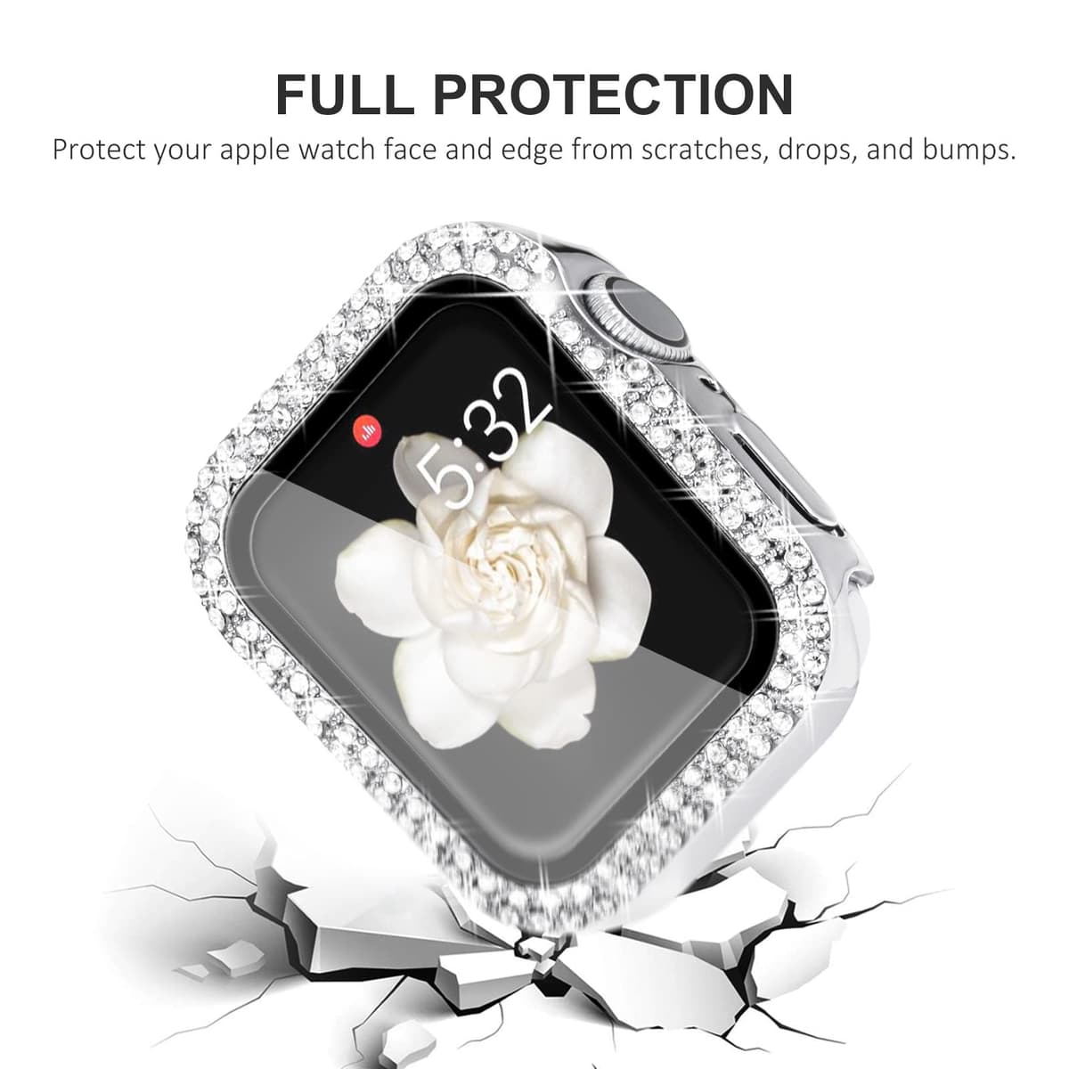 NewWays 2 Pack Compatible with Apple Watch Case 40mm Built-in Screen Protector,Women Diamond Bling Cases for iWatch Series SE(2025-2020) 6 5 4,Silver/Clear — view 4