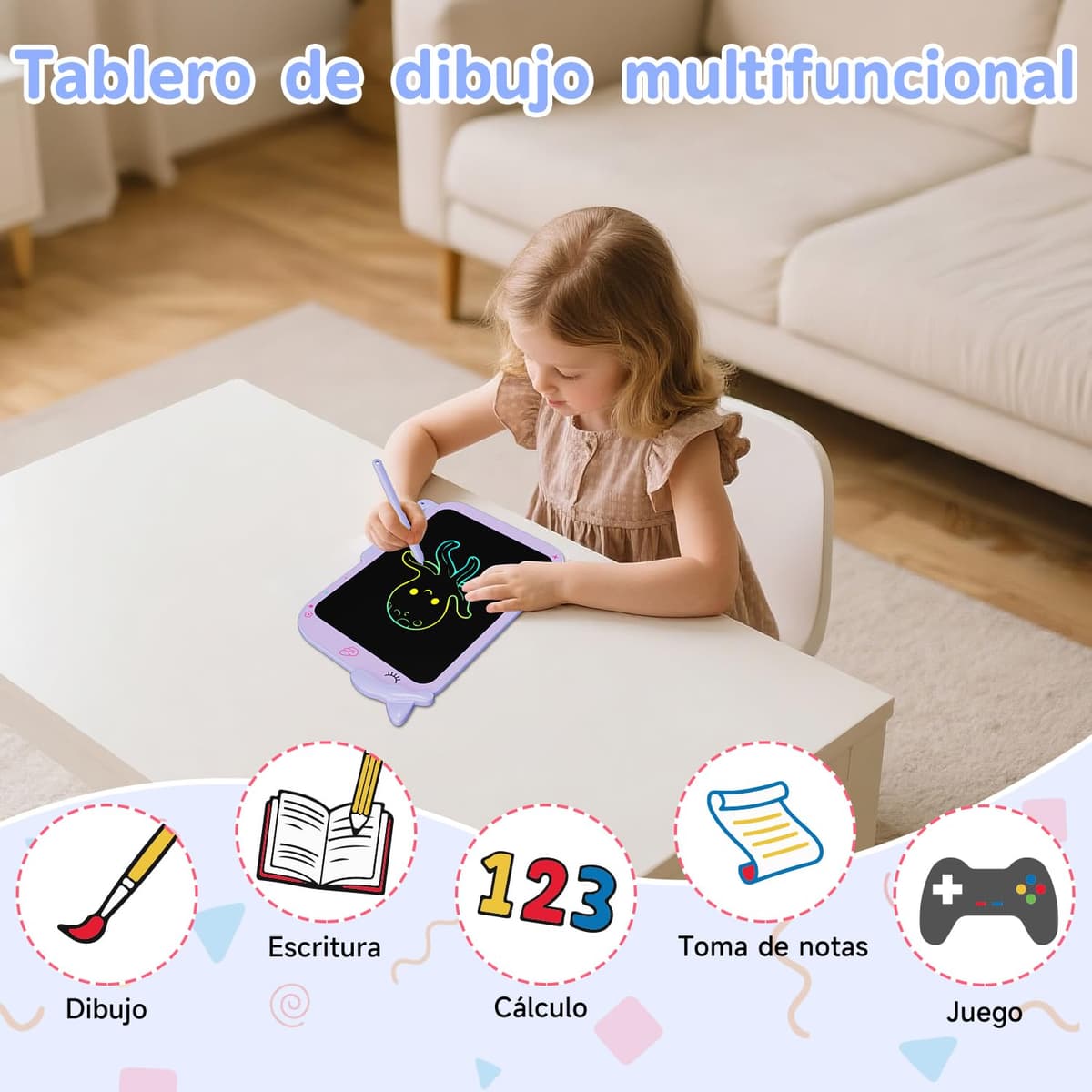 10 Pulgadas Tablet Escritura Pantalla Colorido [2026 Nueva], Electight Pizarra de Escritura LCD con Borrable y Bloqueo Función, Portátil Juguetes Educativo para Hogar, Escuela, Oficina, Aula, Morado — view 5