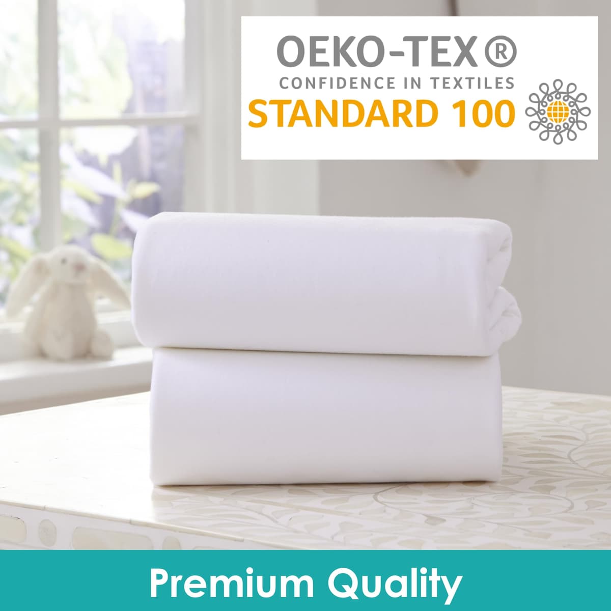 Clair de Lune 2 Pack Fitted Jersey Cotton Cot Sheets 60 x 120 cm (White) — view 5